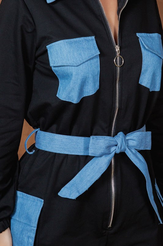 Denim patch jumper