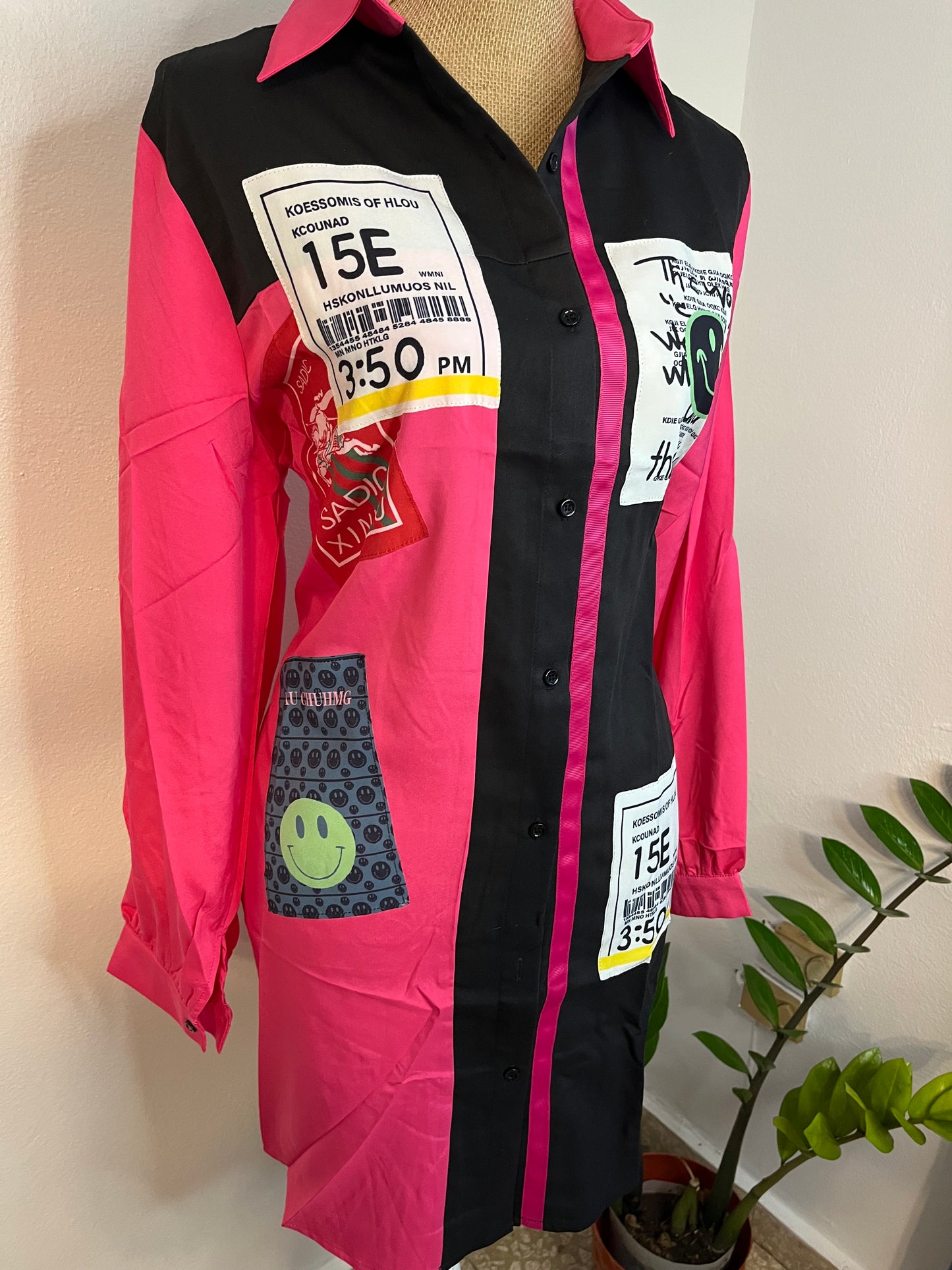 Neon/Black patch dress
