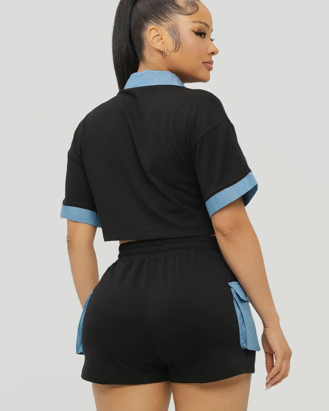 Blue Contrast Short Set