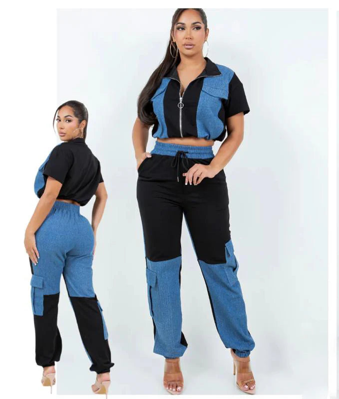 Denim Jogger Set