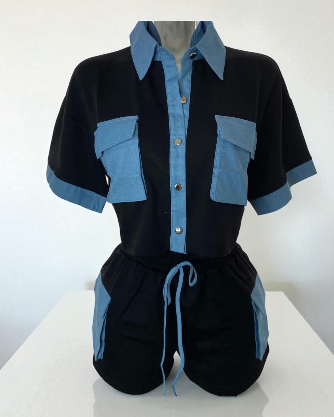 Blue Contrast Short Set