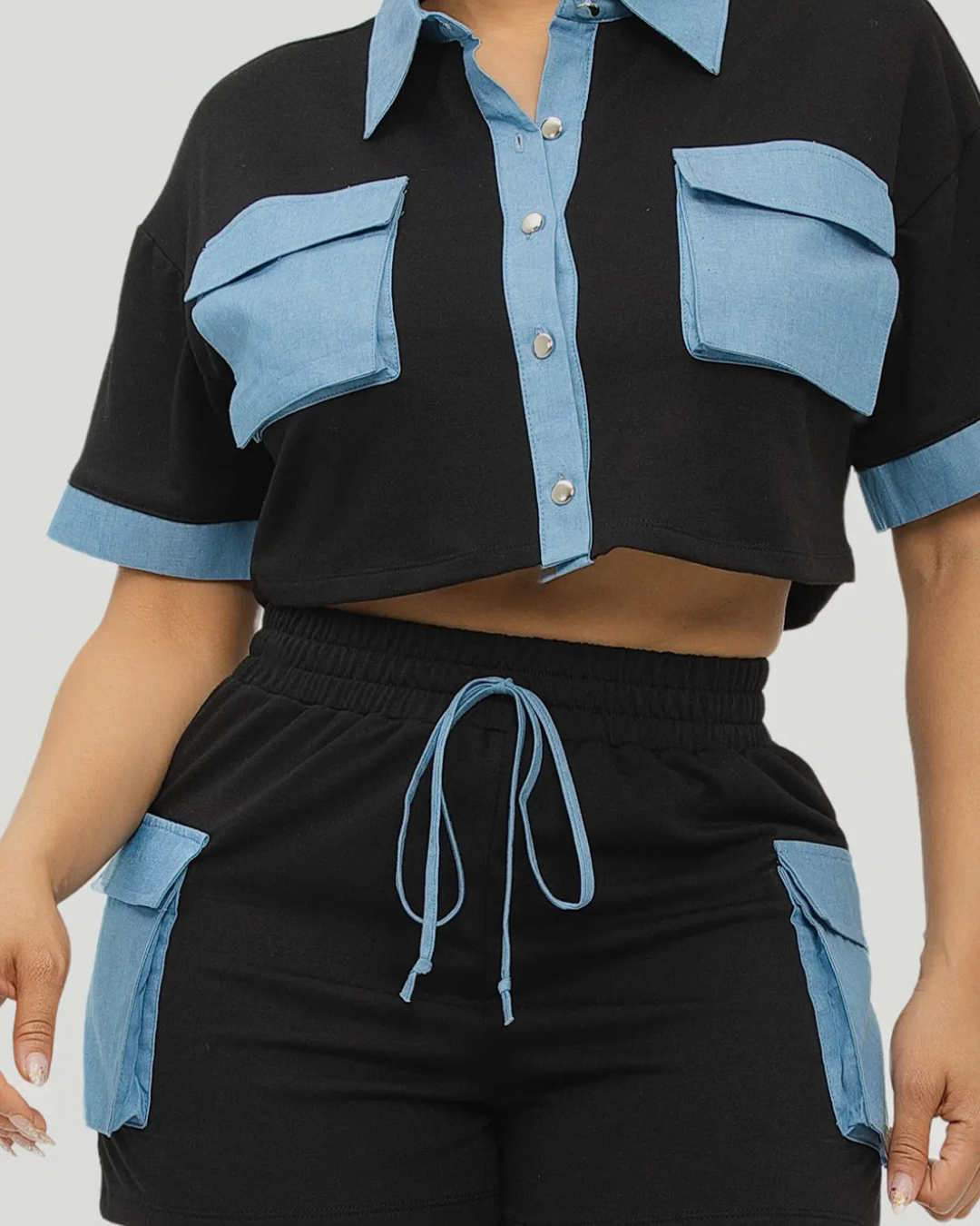 Blue Contrast Short Set