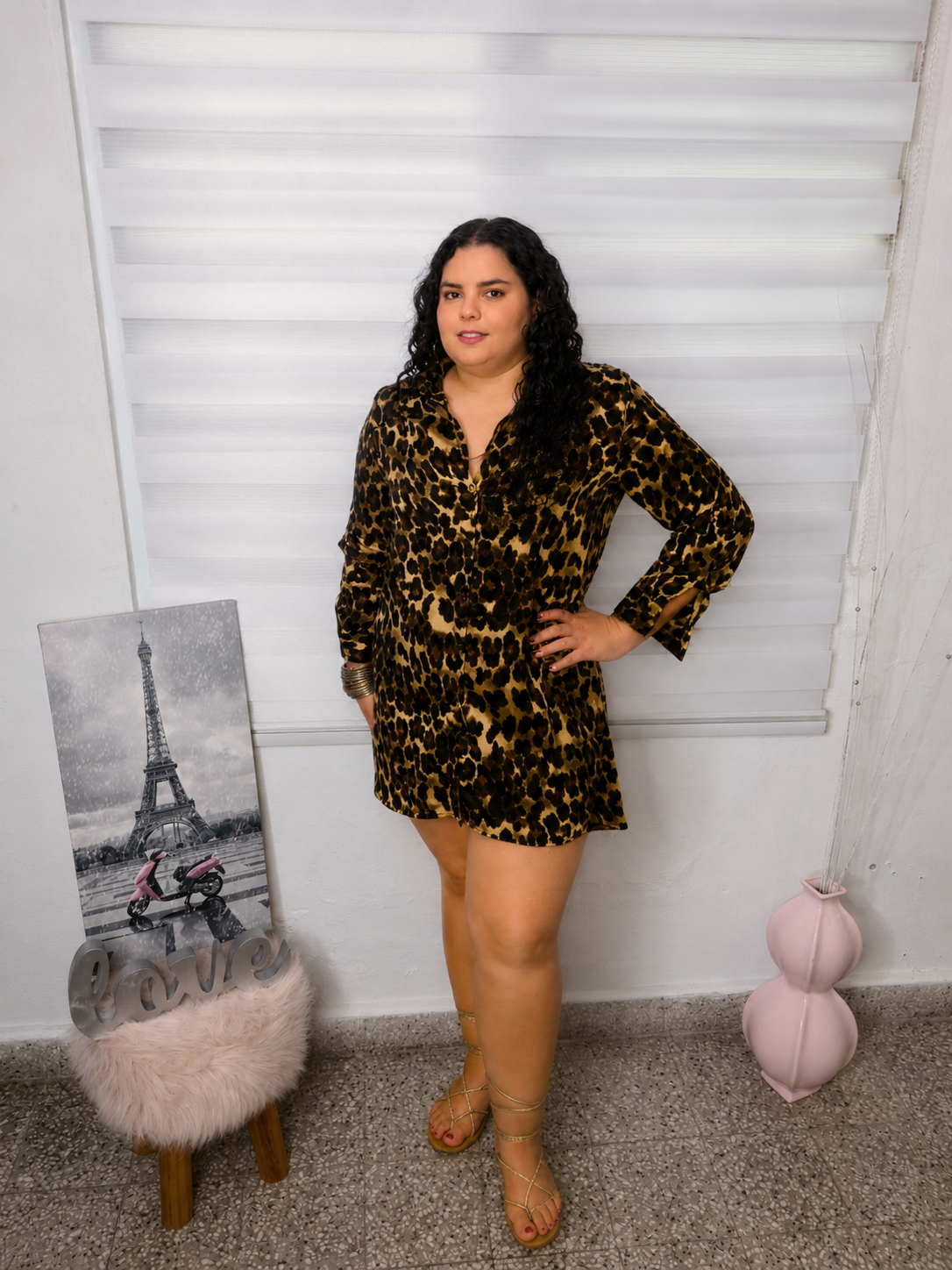 Satin Leopard Dress