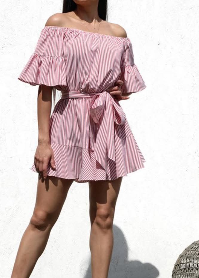 Stripe red romper
