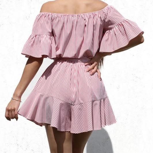 Stripe red romper