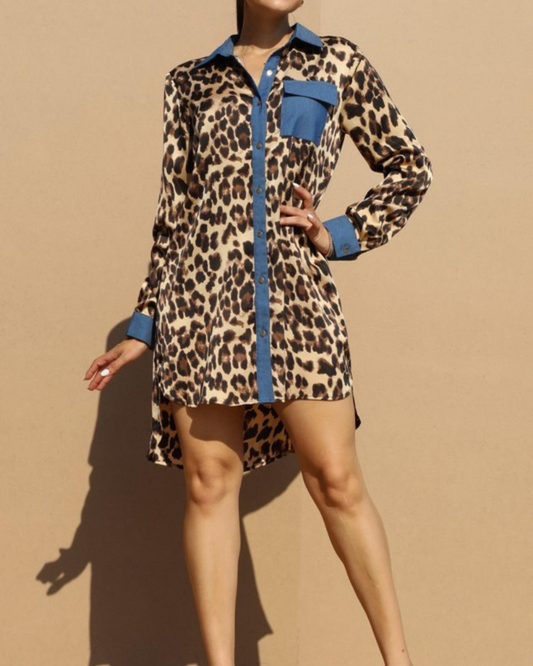 Animal print denim