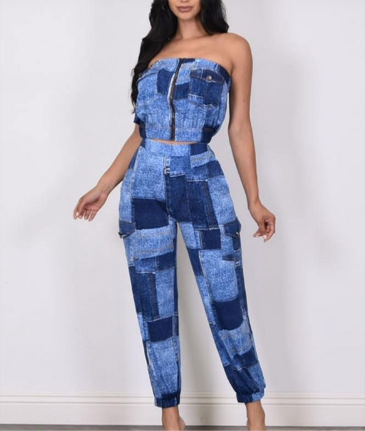 Denim Blue Jogger Set